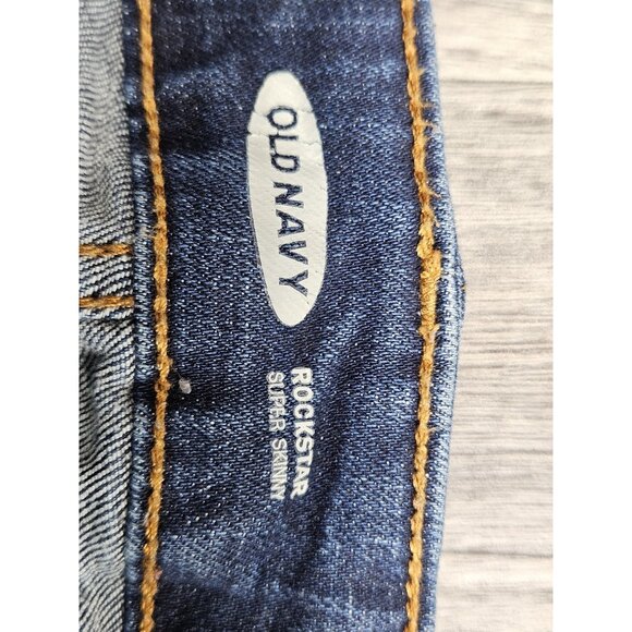(3/$35) Old Navy Rockstar Jeans 4 Blue Distressed Ripped Super Skinny Denim - Picture 4 of 11